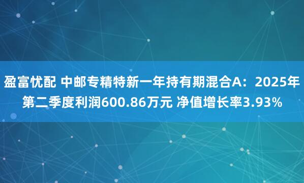 盈富忧配 中邮专精特新一年持有期混合A：2025年第二季度利润600.86万元 净值增长率3.93%